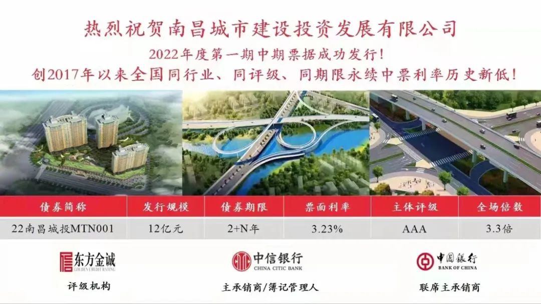 2022首戰(zhàn)告捷！南昌城投集團(tuán)成功發(fā)行12億元中期票據(jù)